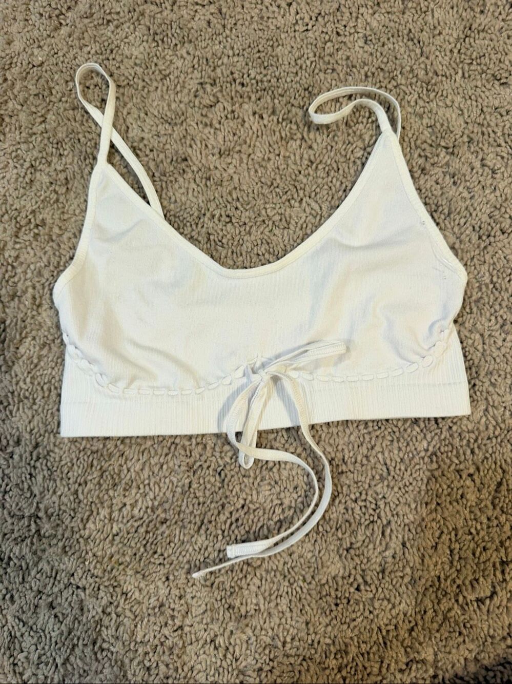 Intimately Free People White Ribbed Crop Tank Top Tie Front Size M